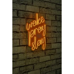 Wallity Ukrasna plastična LED rasvjeta, Wake Pray Slay - Yellow