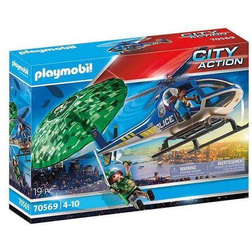 Playset City Action Police helicopter: Parachute Chase Playmobil 70569 (19 pcs) slika 1