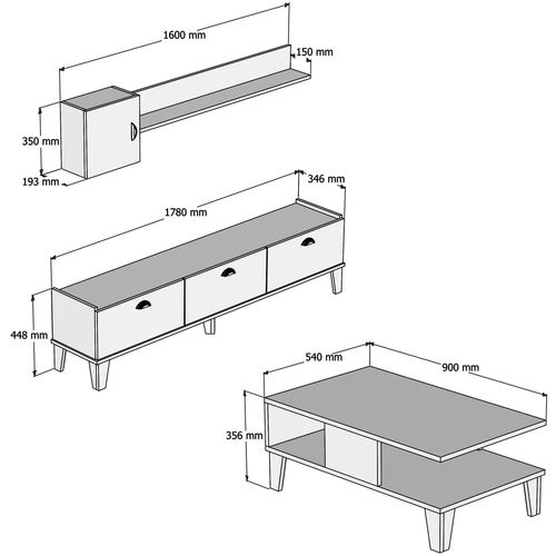 Sumer 1 Oak
White Living Room Furniture Set slika 5