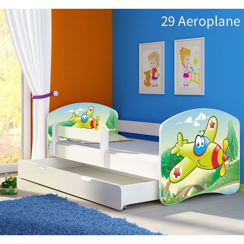 Dječji krevet ACMA s motivom, bočna bijela + ladica 180x80 cm 29-aeroplane slika 1