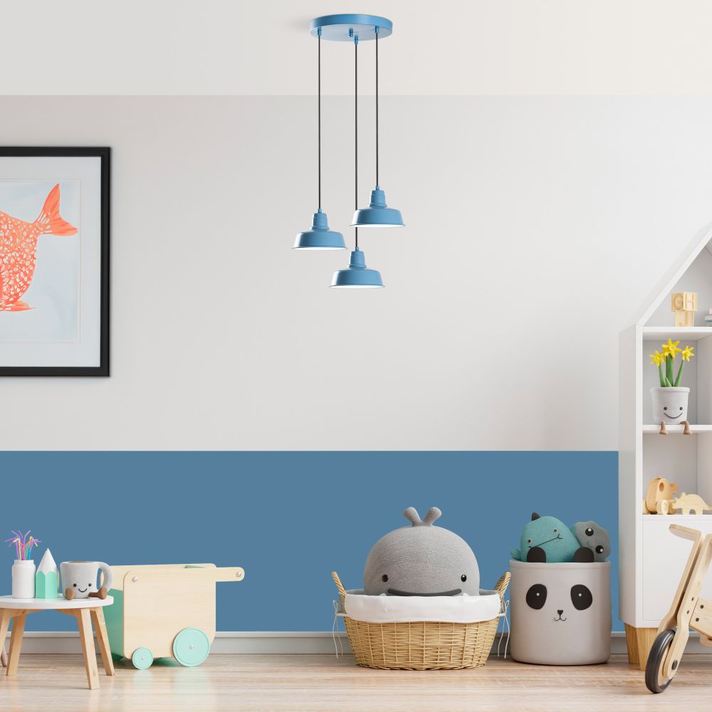 Luster Memati - 181Light Blue sa 3 svjetiljke u svijetloplavoj boji slika 1