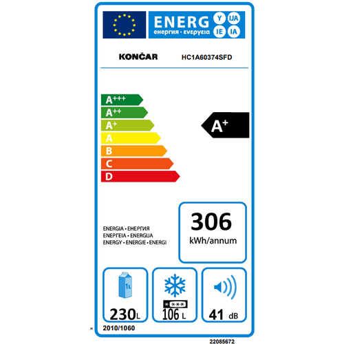 Končar hladnjak HC1A60374SFD slika 3
