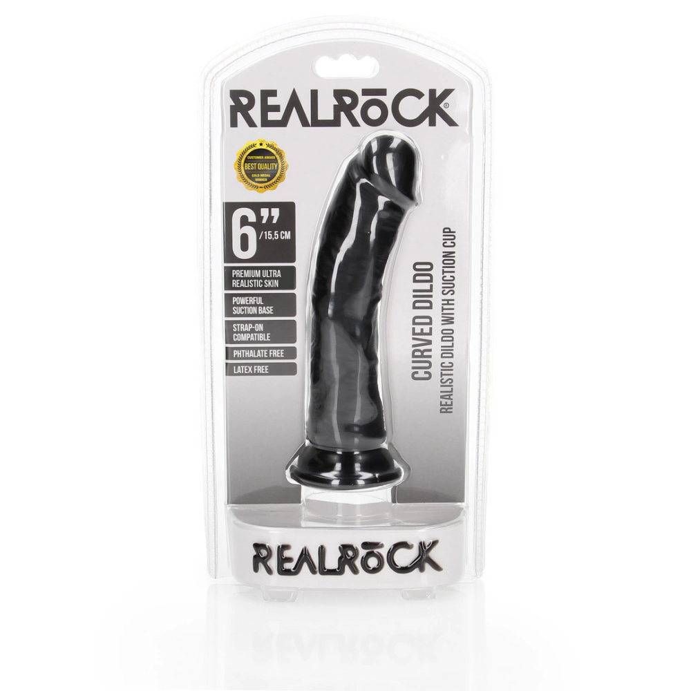 RealRock by Shots Zakrivljeni realistični dildo s vakuumskom čašicom - 6 / 15,5 cm slika 2