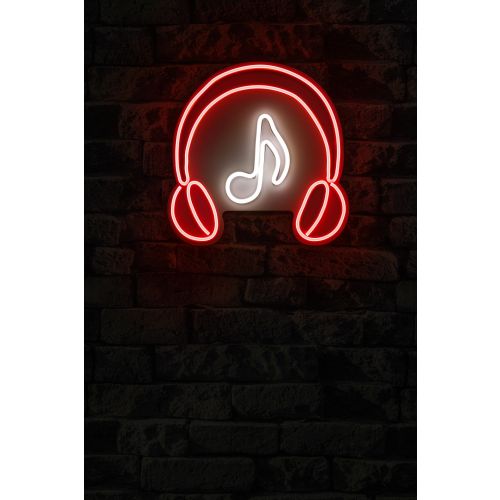 Wallity Ukrasna plastična LED rasvjeta, Music Sound Headphones - Red slika 10