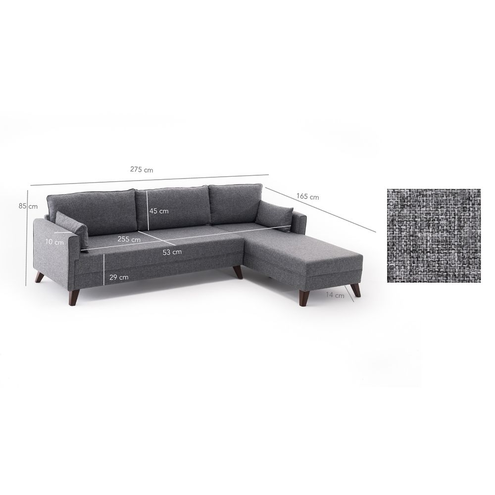 Ugaona Sofa Bella Desni Kut Siva slika 6