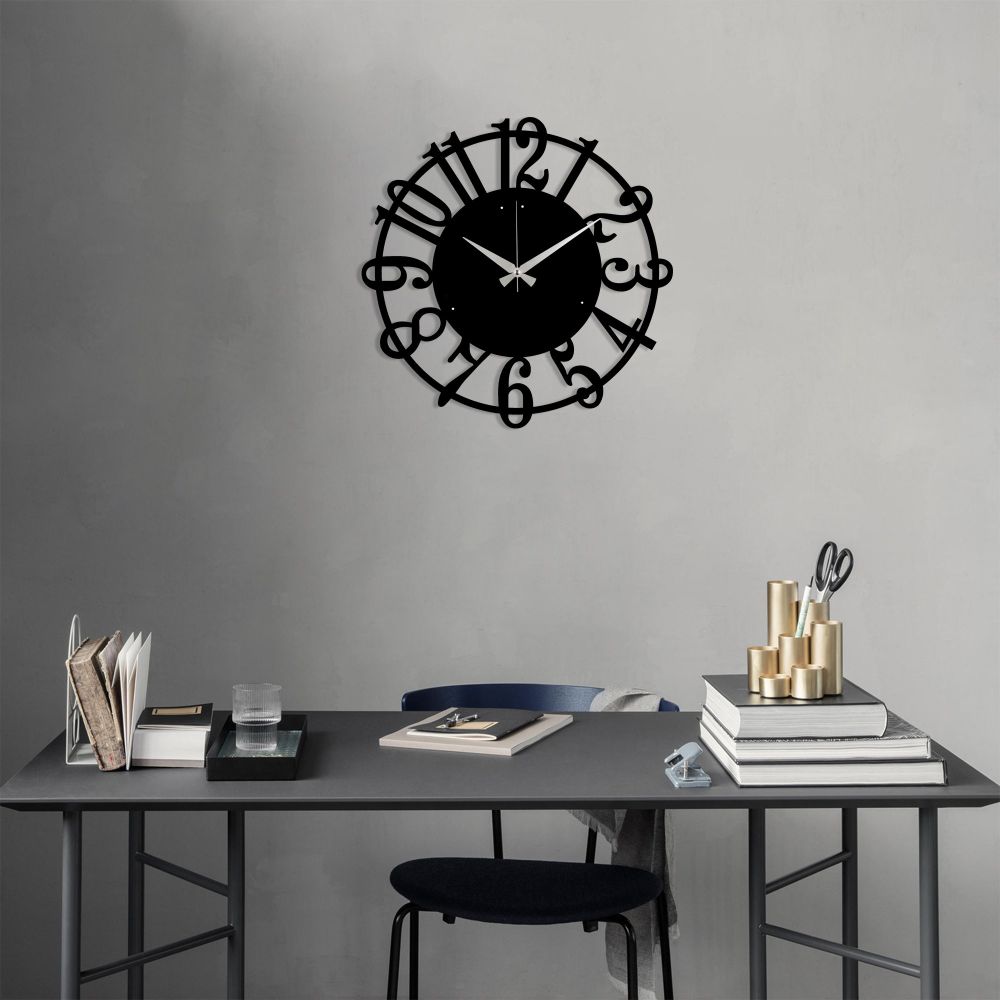 Dekorativni Metalni Zidni Sat - Crni, 48x48 cm slika 1