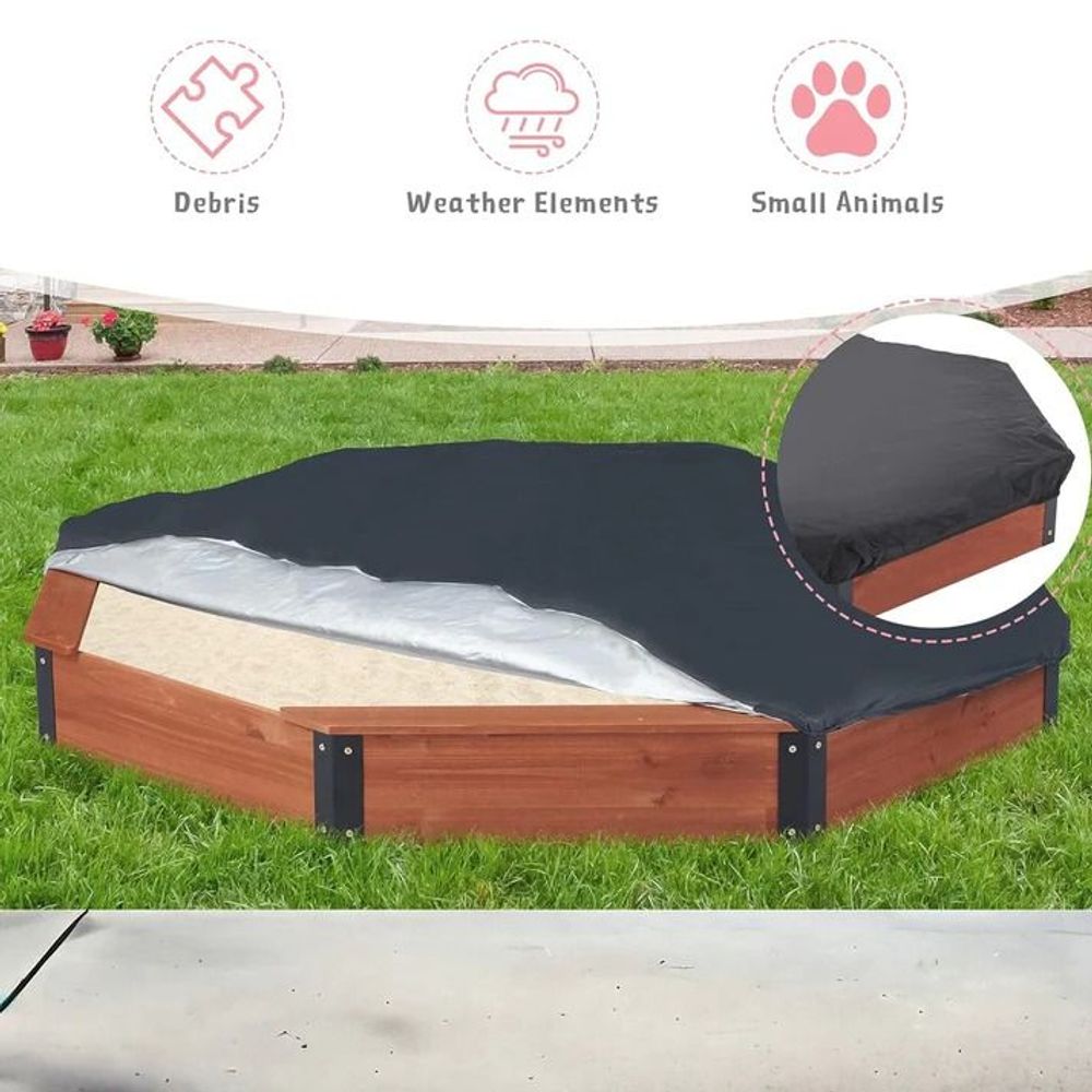 Kinder Home Drveni pješčanik sa vodootpornom navlakom Octagon, 198cm slika 8