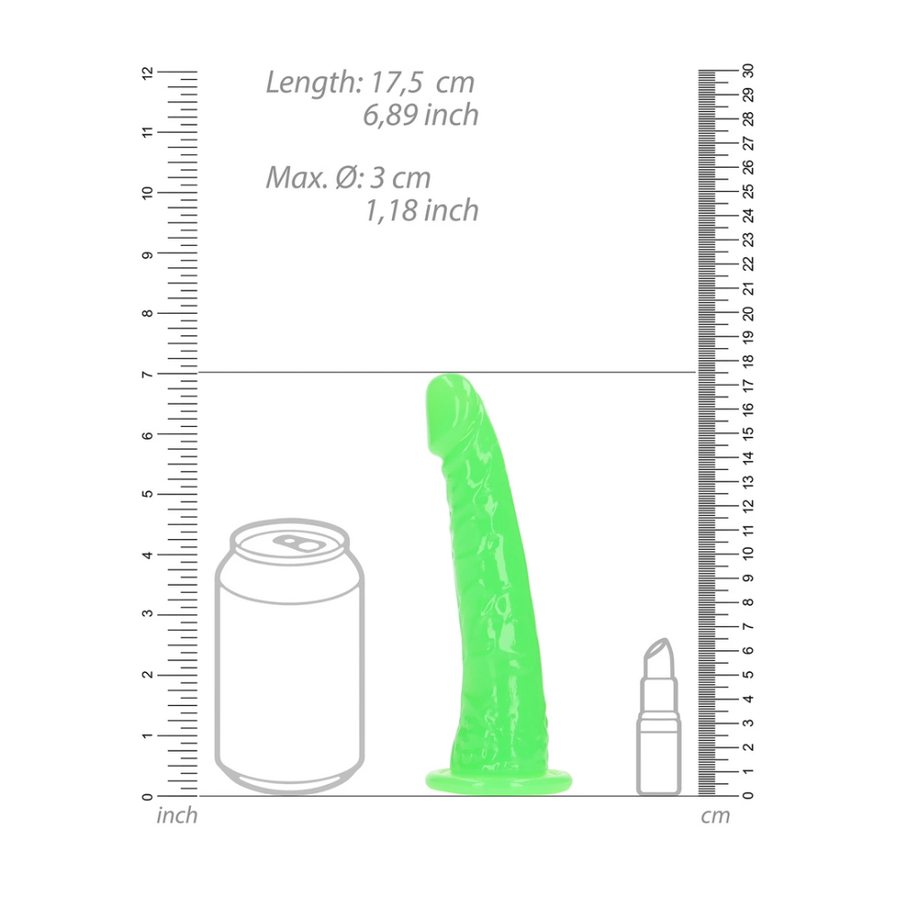 RealRock by Shots Tanki realistični dildo s vakuumskom čašicom - Sjaj u tami - 6'' / 15,5 cm slika 6