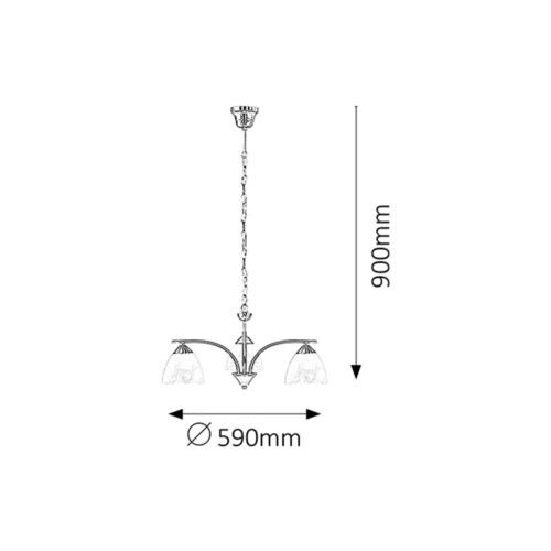 Rabalux Tristan luster E14 3x40W hrom Klasična rasveta slika 2