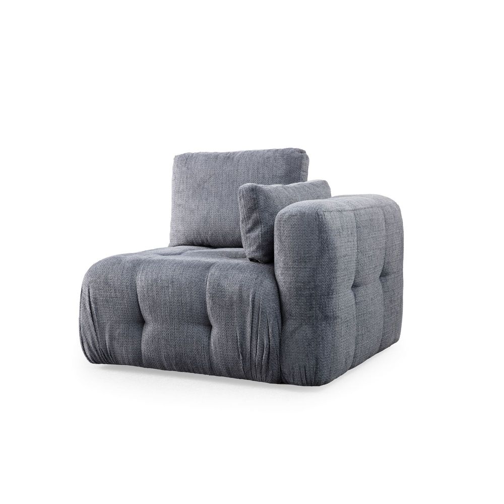 Amaris Sofa na Tri Sjedala s Pouffom - Siva Ugaona Sofa slika 7