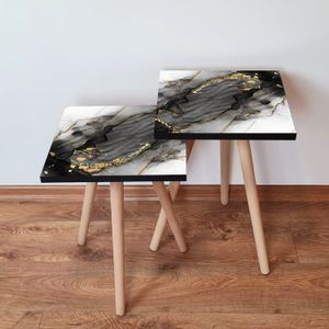 Nesting stolovi 2Shp391 - (2 komada) - boje: crna, bijela, krem
