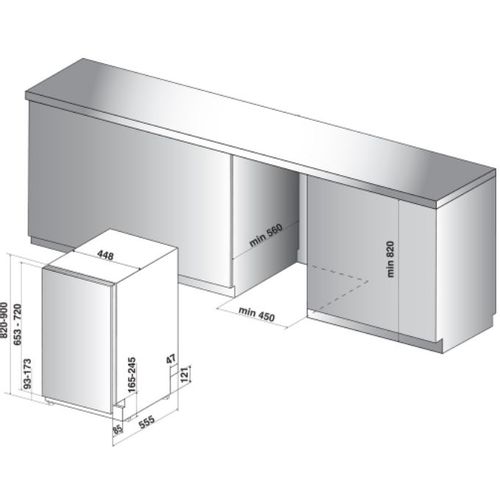 Whirlpool WSIC3M27C Ugradna mašina za pranje sudova, 10 kompleta, Širina 44.8 cm slika 6