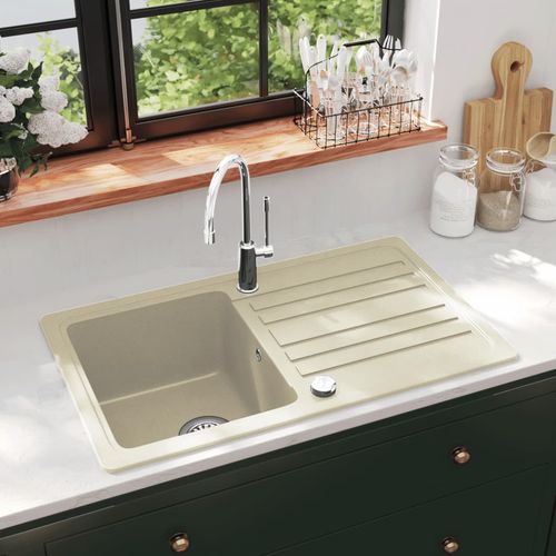 Granitni kuhinjski sudoper s jednom kadicom bež slika 21