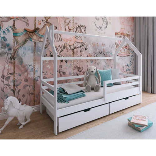 Drveni dečiji krevet Lila sa fiokom - beli - 190/200x90 cm slika 1