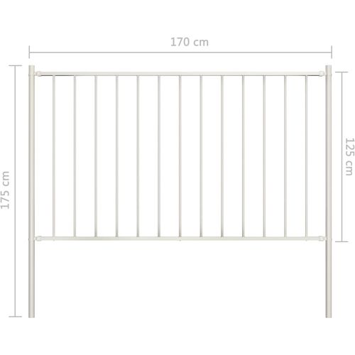 Panel za ogradu sa stupovima čelični 1,7 x 1,25 m bijeli slika 11