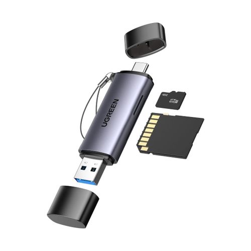 Čitač memorijskih kartica UGREEN, USB-C/USB 2.0 A, TF/microSD/SD kartice, sivi slika 1