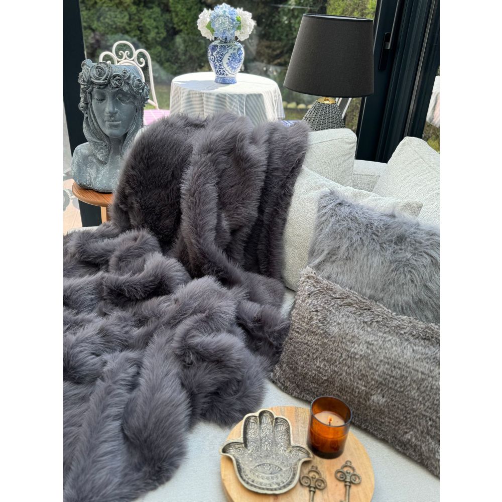 Sofa shawl Lolita 200x75, colour: anthracite slika 4