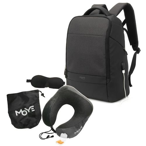 Moye Trailblazer 15.6" Backpack Black O2 + Neck Pillow Grey slika 1