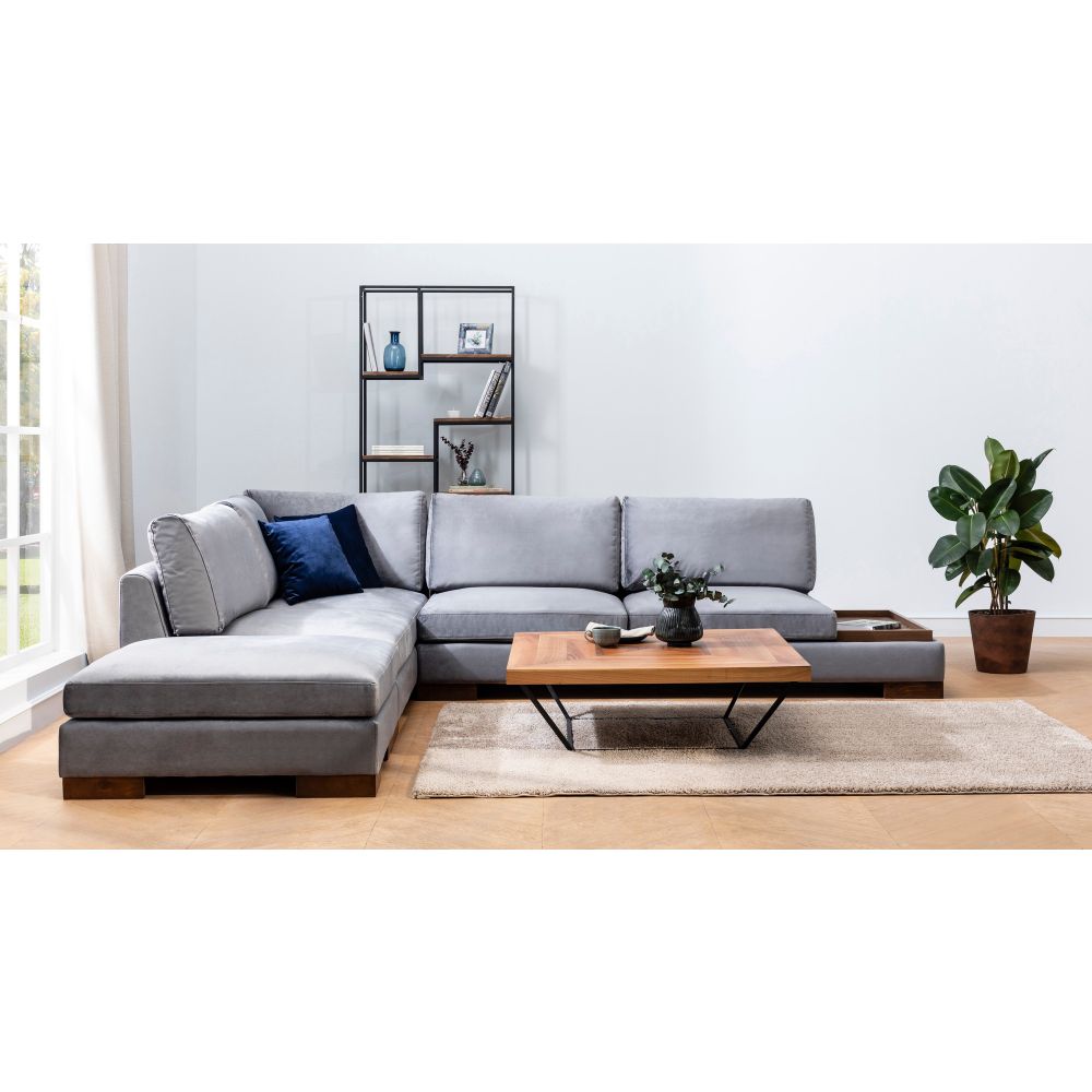 Tulip Kutna Sofa Lijeva Bez Poufa - Tamno Siva slika 1