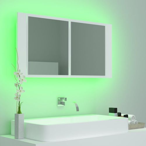 LED kupaonski ormarić s ogledalom bijeli 90 x 12 x 45 cm slika 4