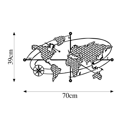 Wallity Metalna zidna dekoracija, World Map 1 slika 5