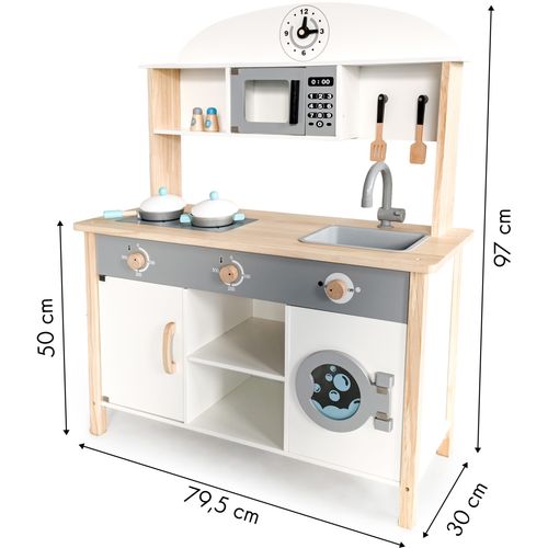 Ecotoys XXL drvena kuhinja s mikrovalnom i vodom slika 5