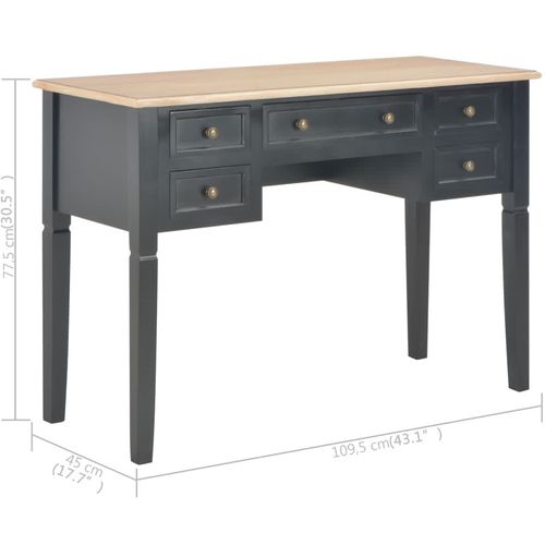 280071 Writing Desk Black 109,5x45x77,5 cm Wood slika 48