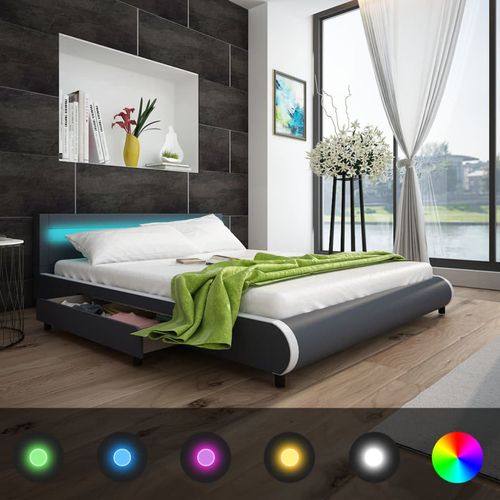 Krevet od umjetne kože s madracem LED sivi 180 x 200 cm slika 38