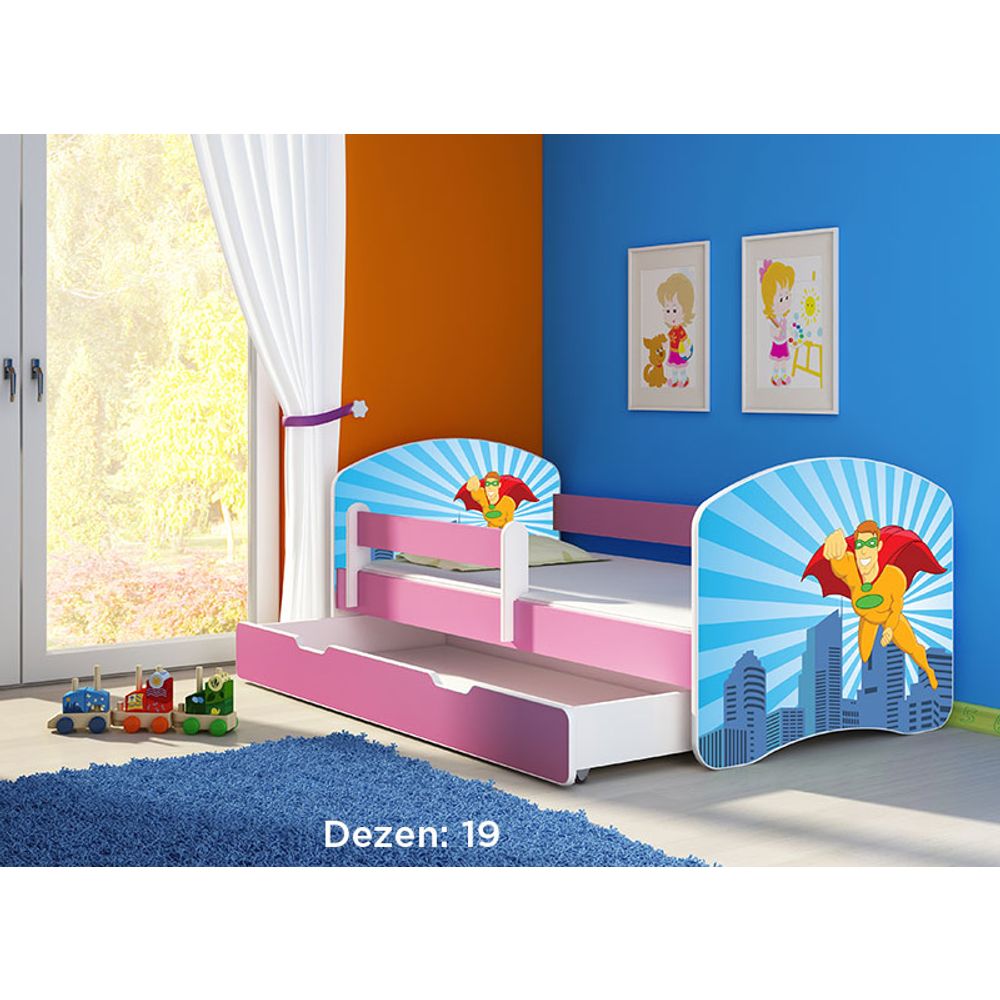 ACMA Dječiji krevet Acma II sa ladicom Pink - 160x80cm - Dezen 19 slika 2