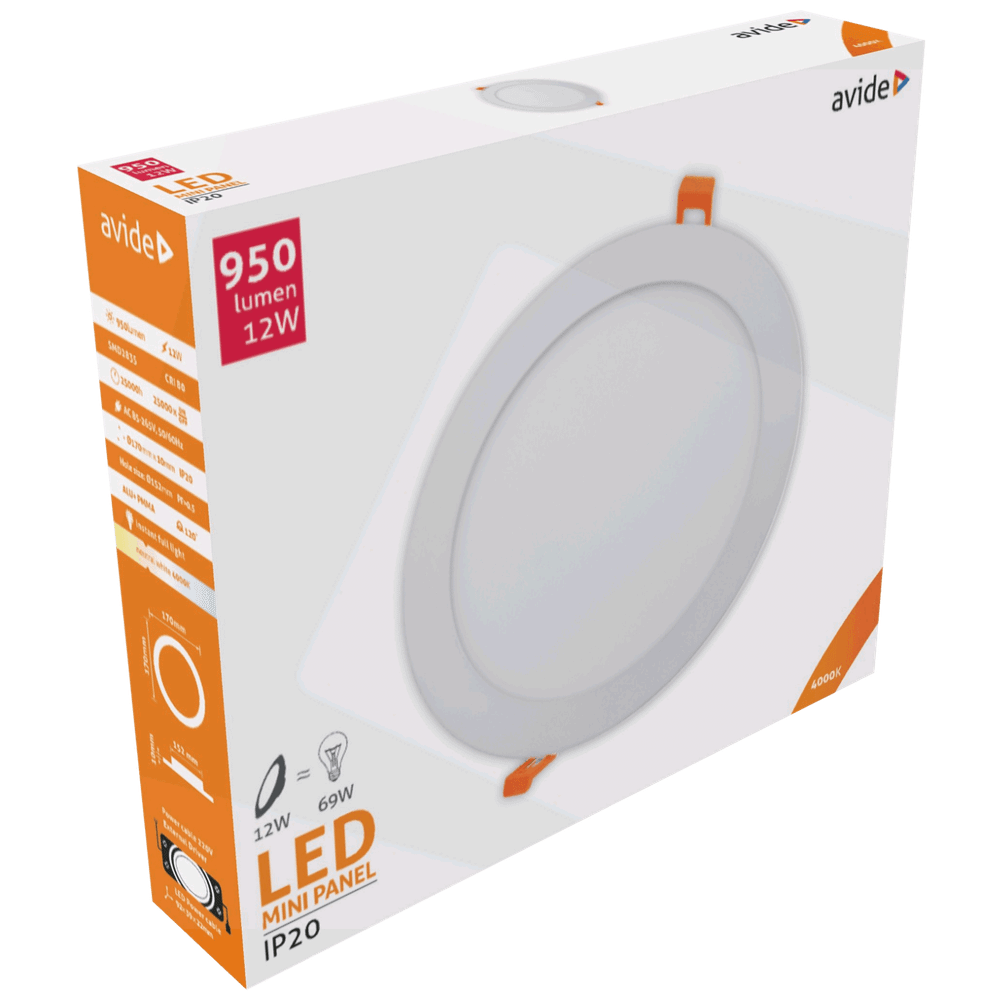 Avide Plafonjera LED, ugradna, 12W, 950 lm, 4000K, IP20 - ACRPNW-R-12W-ALU slika 2
