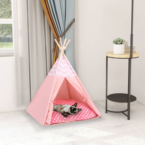 Šator tipi za mačke od breskvine kore ružičasti 60 x 60 x 70 cm slika 1