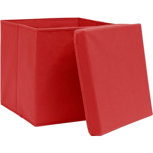 Kutije za pohranu s poklopcima 4 kom crvene 32x32x32 cm tkanina slika 3