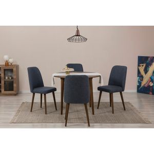 Vina 1048 - Set produžive stola i stolica u orahu, tamnoplavi
