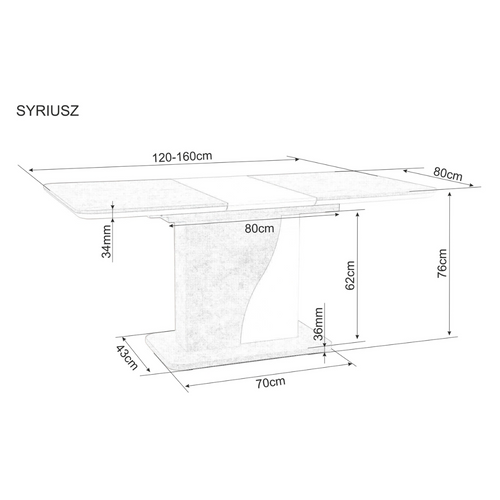 Stol SYRIUSZ - laminirana ploča slika 4