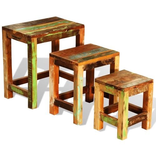 3-dijelni set uklapajućih stolića starinski obnovljeno drvo slika 36