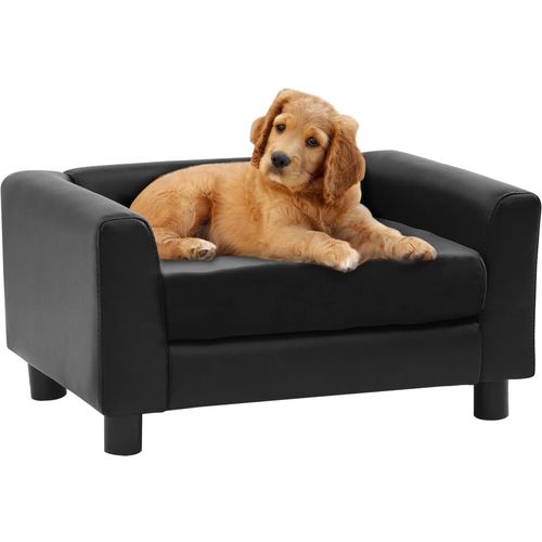 Sofa za pse crna 60 x 43 x 30 cm od pliša i umjetne kože slika 38