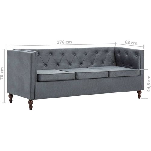 Trosjed Chesterfield s presvlakom od tkanine sivi slika 8