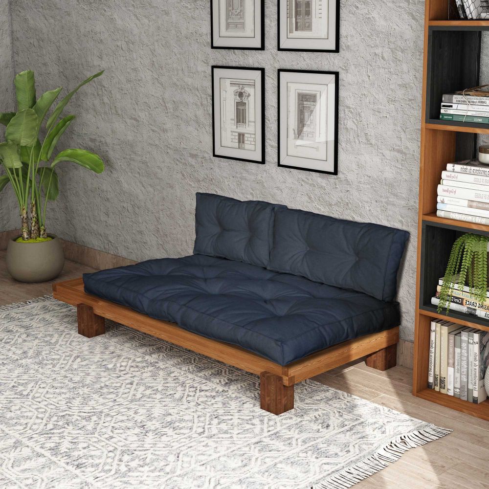 Lounger CPT8378-200, boje teak i mornarsko plava slika 3