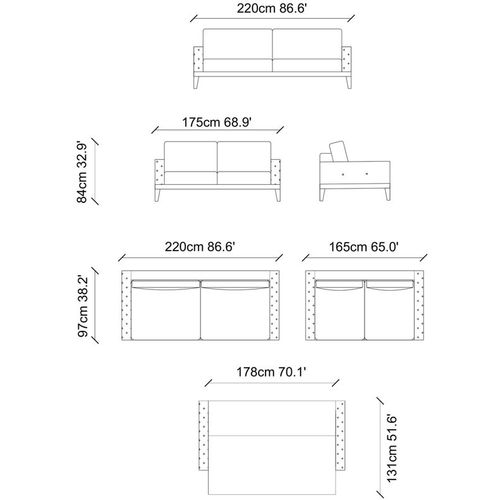 Lale - Cream Cream 3-Seat Sofa-Bed slika 6