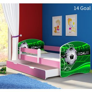 Dječji krevet ACMA s motivom, bočna roza + ladica 140x70 cm - 14 Goal