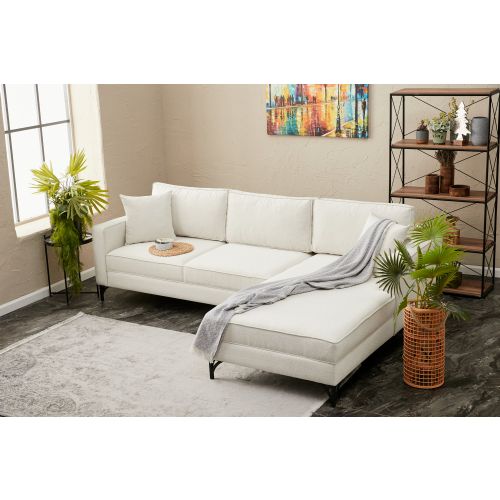 Atelier Del Sofa Kutna garnitura, Krem Crno, Berlin Right - Cream, Black slika 2