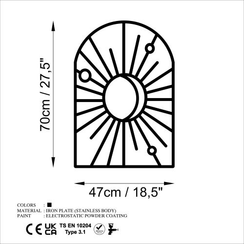 Wallity Metalna zidna dekoracija, Window And Crescent - L slika 6