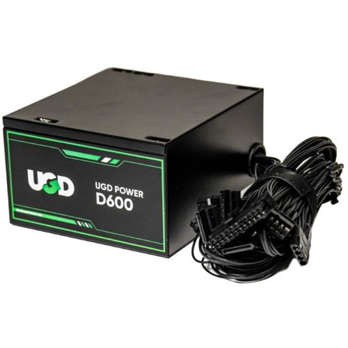 Napajanje D600 600W UGD Power 12cm FAN, 20+4pin, 4+4pin, 3xSATA, 1xIDE, 2x6+2pin Black slika 1