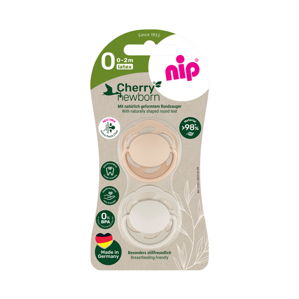 nip® Duda varalica Cherry Newborn 0-2mj Latex, 2kom Roza/Krem slika 1