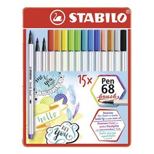 STABILO Flomasteri PEN 68 brush 15/1 metalna kutija