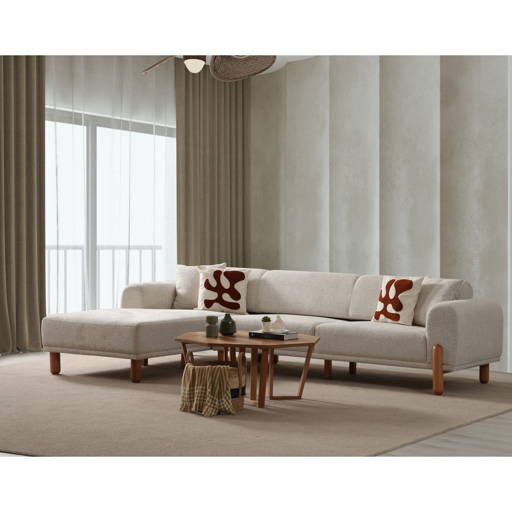 Lyke Left - Krem Krem Kutna Sofa na Razvlačenje slika 1