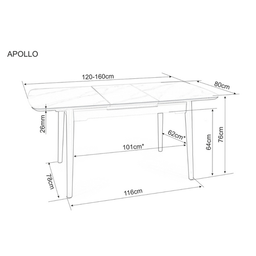 Stol APOLLO - MDF + keramika slika 5