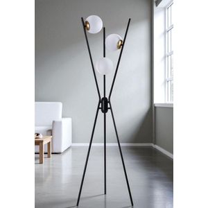 Opviq Podna lampa 881, crna, zlatna, bijela
