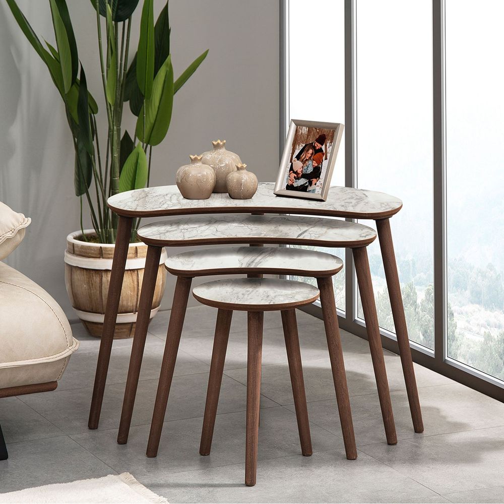 Nesting Table Moon - Set od 4 komada u bijeloj boji slika 2