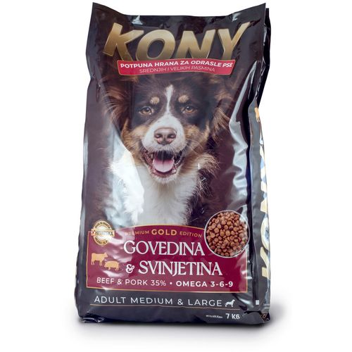 Kony Premium Potpuna hrana za odrasle pse srednjih i velikih pasmina, govedina i svinjetina, 7 kg slika 1